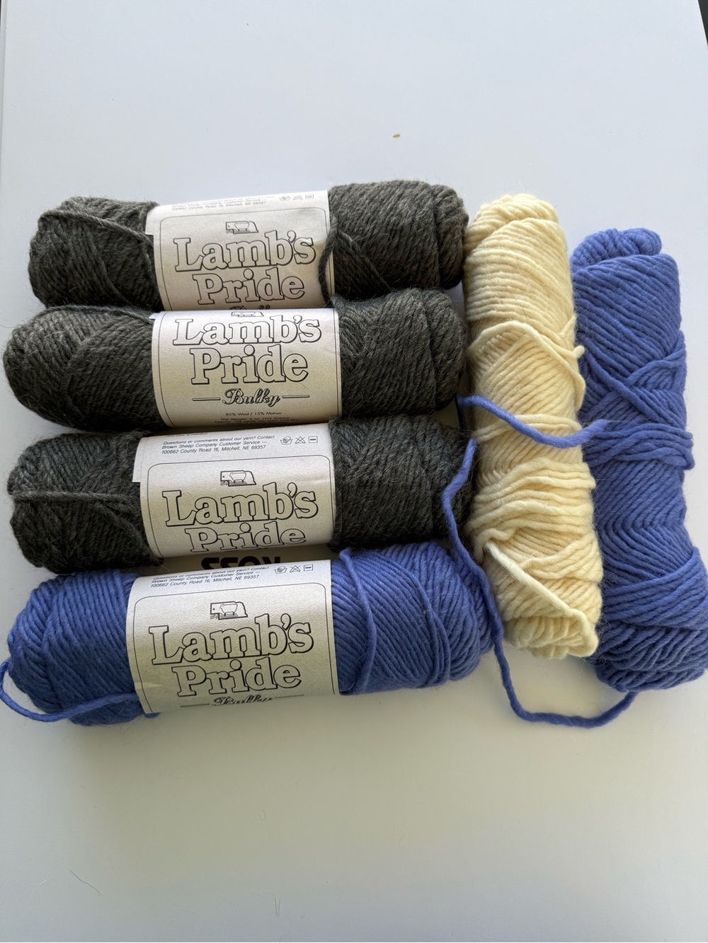Bulky Wool Yarn Pack โ Gray, Blue & Cream